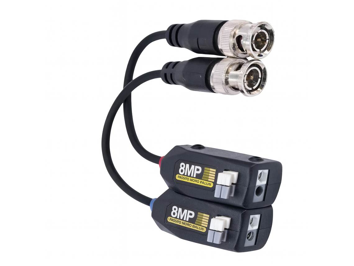 Kit 2 Baluns de Vídeo Pasivos BNC 8MP Sanda SD 7348 Negro