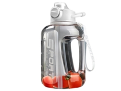(blanco) Botella De Agua De 1700 Ml Con Pajita Y Báscula, Botella De Agua Deportiva