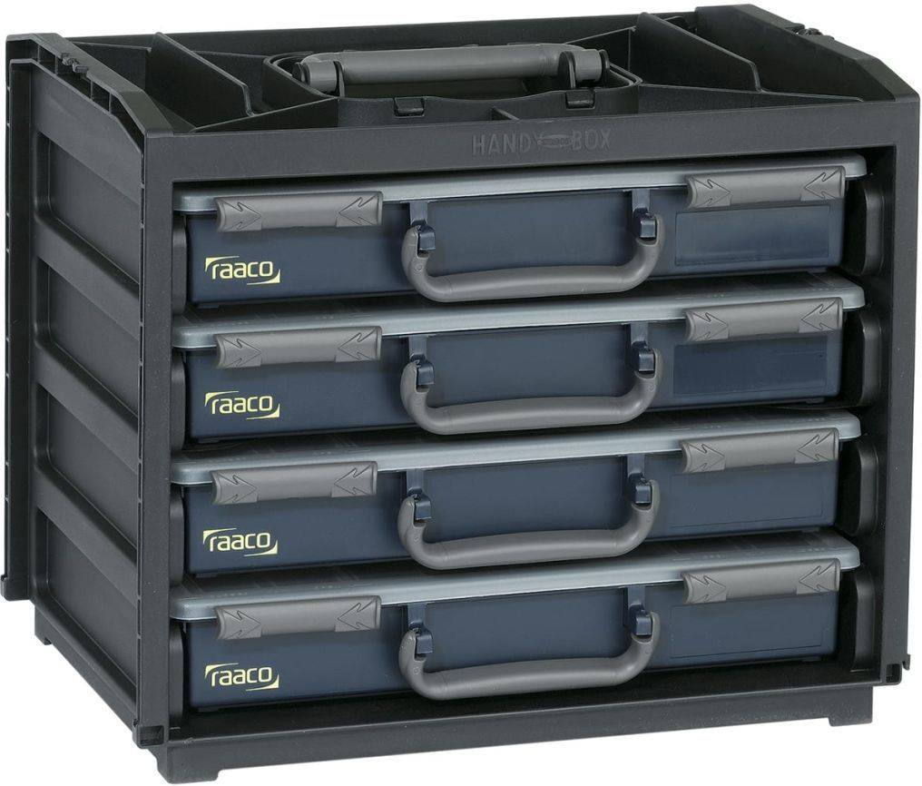 Estante Organizador Raaco con 4 assorters 55x4 136242 de almacenamiento negro mm spezial herramientas compartimentos