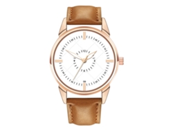Reloj Analógico Para Hombre De Cuero Pu Con Correa De Cuero Pulsera De Cuarzo (café Claro Dial Blanco)