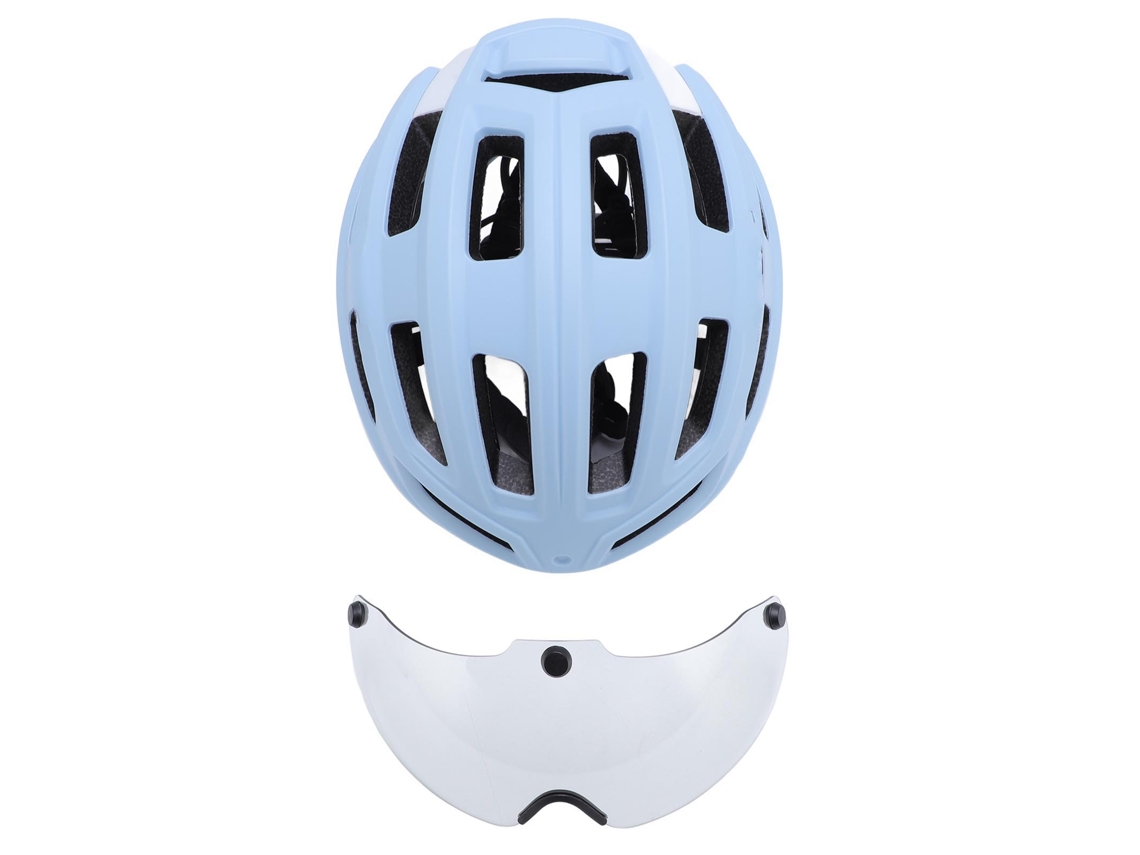 Casco de bicicleta de alta velocidad 2026 con gafas fotoquímicas magnéticas, ligero y transpirable de PC EPS para hombres y mujeres, color azul niebla.