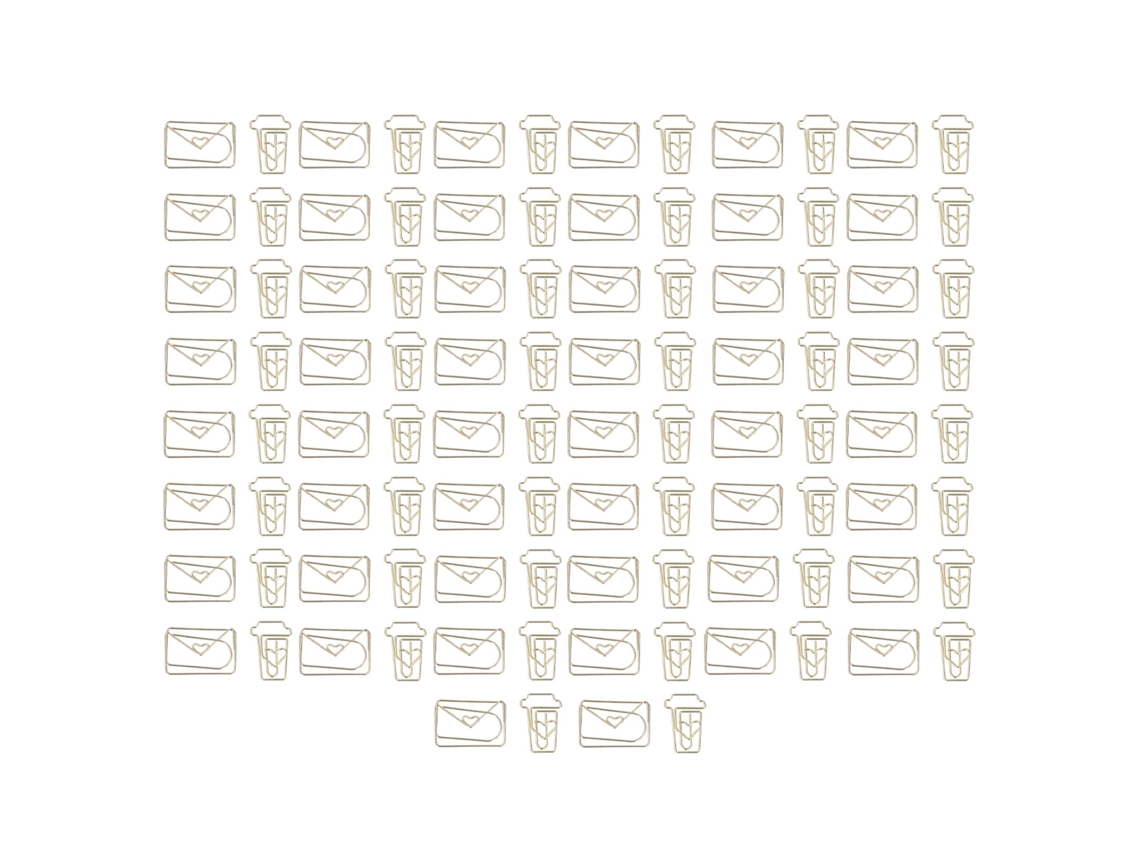 100 clips de papel divertidos, de metal antioxidante, dorados, para agenda, para oficina, hogar y escuela.
