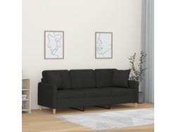 Sofá De 3 Plazas | Sofá De Salón | Sofá De Descanso Con Cojines Tela Negro 180 Cm Wsd907959