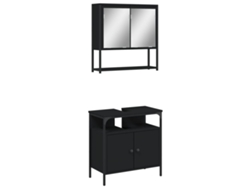 Maison Exclusive - 2 Pcs Conjunto Móveis Casa De Banho Derivados De Madeira Preto