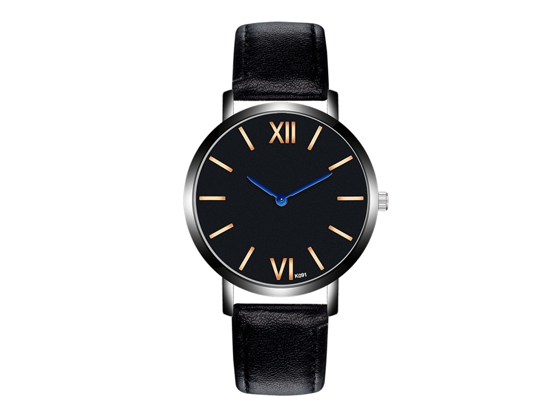 Reloj De Pulsera Hombre Zhoulianfa Dial Oro Rosa Cuarzo Correa Pu Negro