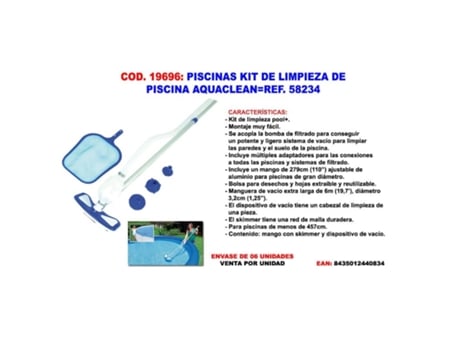 Piscinas kit de limpieza de piscina aquaclean 58234