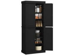 Armário Alto de Cozinha ZENCORE SERVICES com 6 prateleiras ajustáveis, 4 portas, 76x40,5x184cm, preto