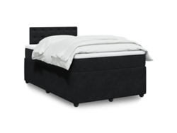 Cama Box Spring Con Colchón Terciopelo Negro 120x200 Cm