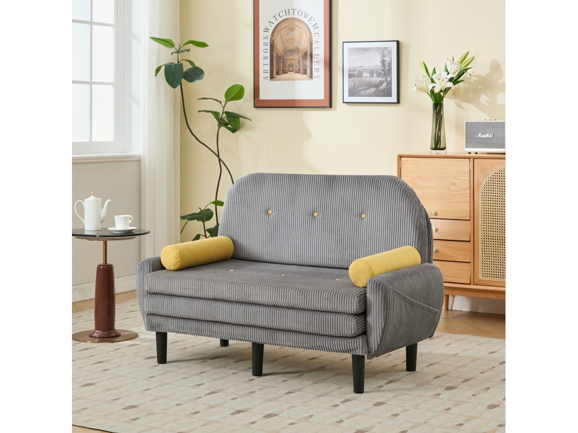Sofá Biplaza Pana Gris Con Almacenamiento Diván Reclinable Salón