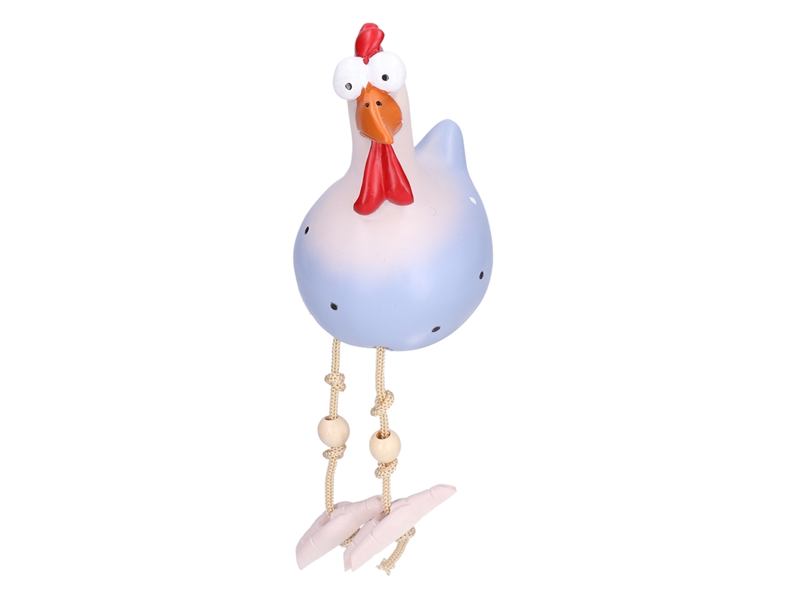 Estatua de gallina de resina gris para jardín.