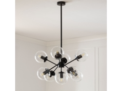 LEDKIA Lámpara Colgante Metal y Cristal Wassily 9 Focos Negro