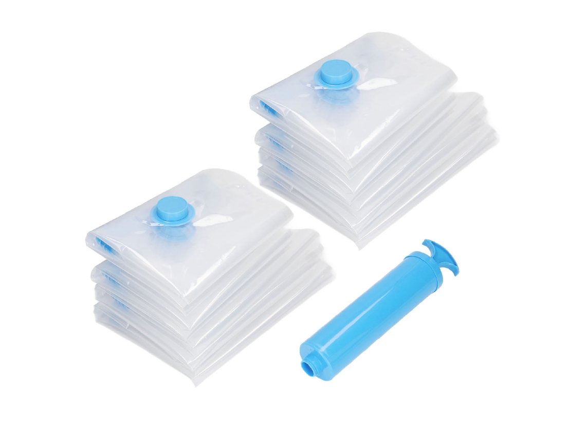 8 Bolsas De Compresión Al Vacío Con Kit De Bomba Manual Para Guardar Ropa Y Edredones.