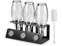 Portavasos Triple Con Bandeja De Goteo Removible Y Soporte Para Tapas, Ideal Para Botellas Sodastream Crystal Y Emil