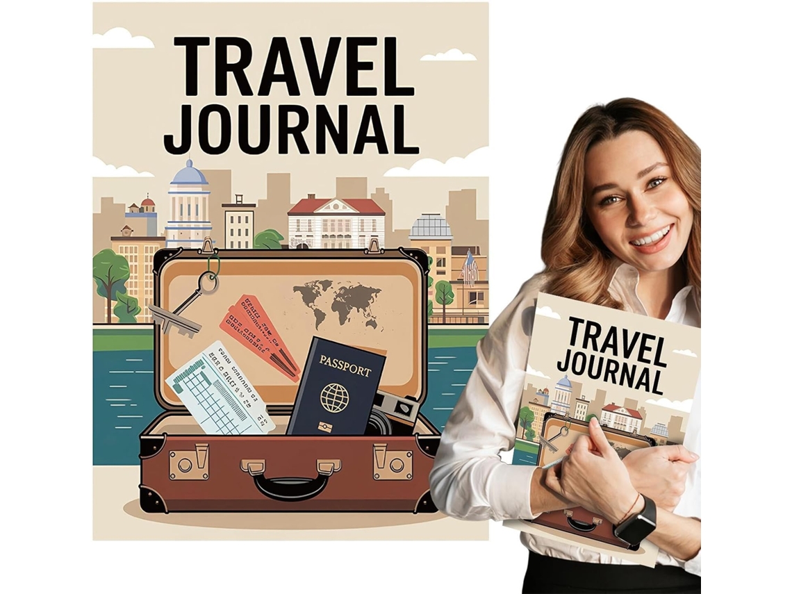 Cuaderno de viaje para mujer, para viajeros, con forro y cierre elástico.