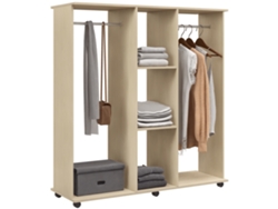 Armario Penderie Meuble de Rangement Móvil 6 Ruedas 120l X 40l X 128h Cm en Madera Natural OTROS