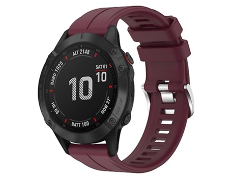 Correa para Garmin Fenix 6 Pro GPS 22 mm Correa de reloj de silicona de color sólido burdeos VENISYMLIS