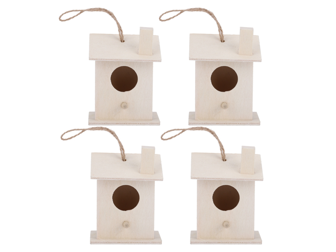 Primerox Juego de 4 casetas colgantes de madera para decoración de jardín y exteriores.