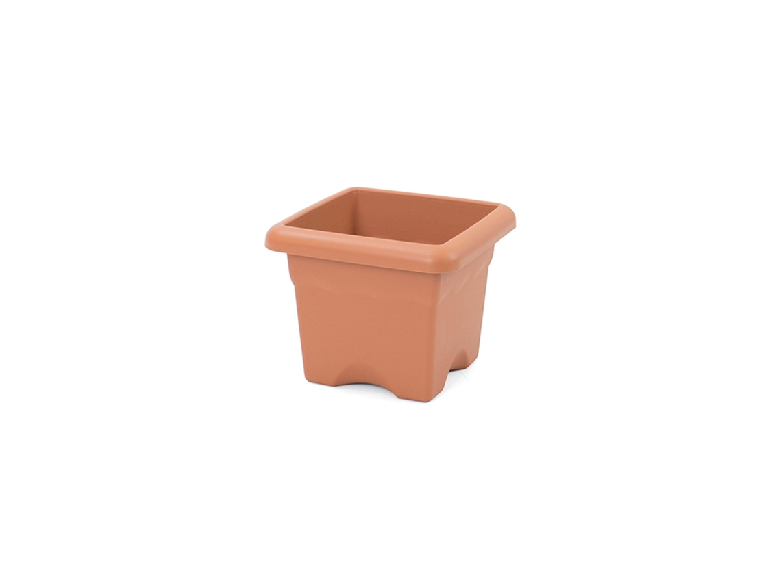 PLASTIKEN 7722 - Maceta Cuadrada Colección TERRA Medida 22 cm 4L Terracota