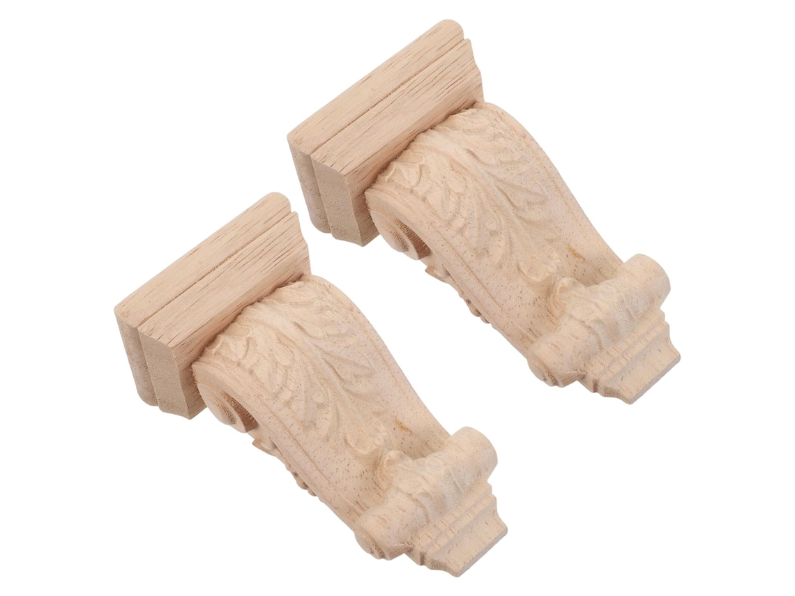 Juego De 2 Consolas De Madera Maciza Tallada, Estilo Europeo, 6x11x4 Cm, Apliques De Pared Decorativos
