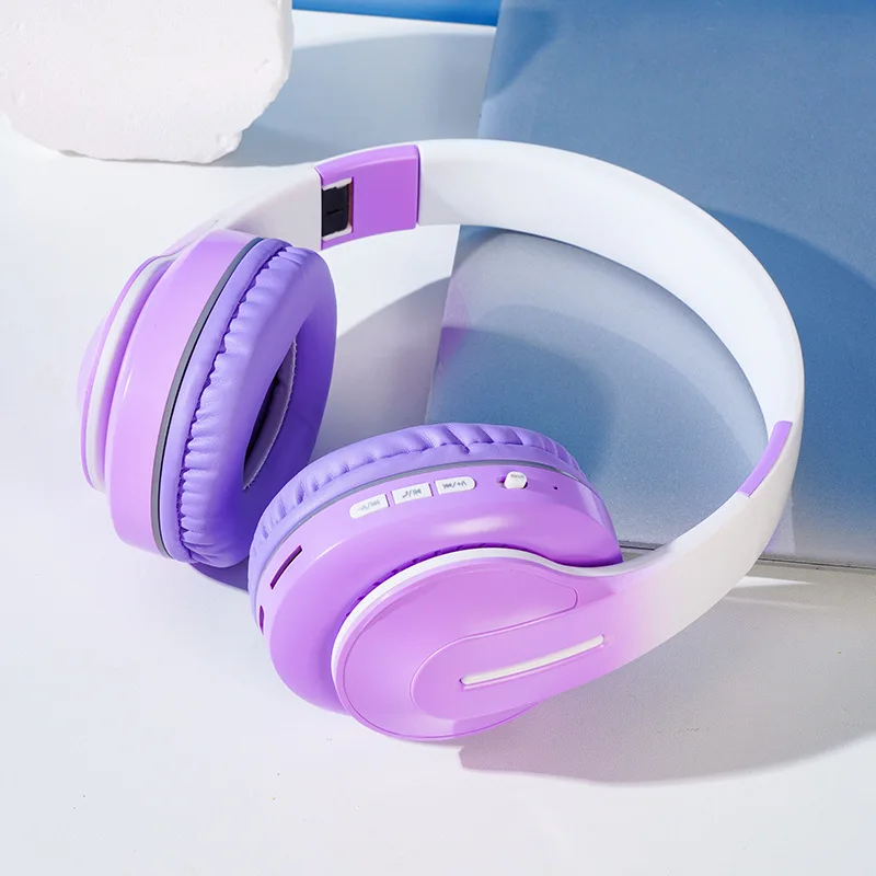 Auriculares Bluetooth (morado Oscuro), Estéreo Inalámbricos De Doble Cara Con Degradado De Color Para Juegos.