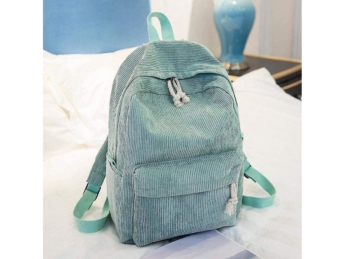 Mochila escolar de pana para adolescentes y jóvenes, con estampado de rayas y doble cremallera | Sin marca