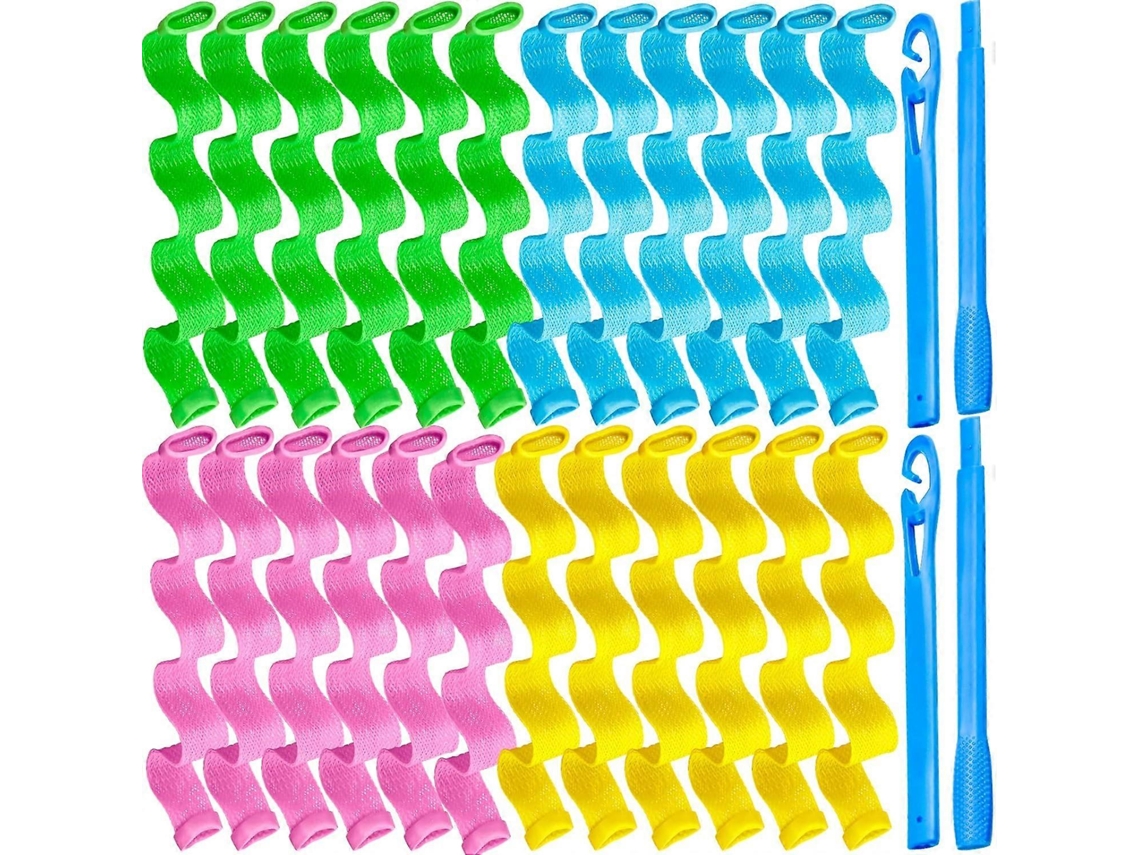 Kit De 24 Rizos Sin Calor Para Pelo Largo Y Medio Con 2 Ganchos Diy Para Rizos Naturales Bonitos Y Definidos