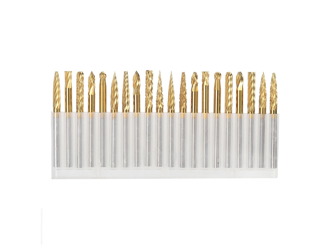 Conjunto De 20 Brocas Rotativas De Fresa Carbetadas Com Revestimento Ti Padrão Simples E Duplo 3x3mm Para Gravador Cnc
