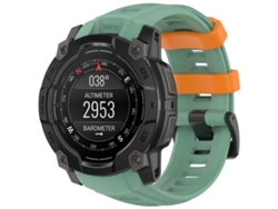 Bracelete Para Garmin Instinct 3 Amoled / Solar (45mm) - Silicone - Liberação Rápida Verde Floresta Tropical + Laranja