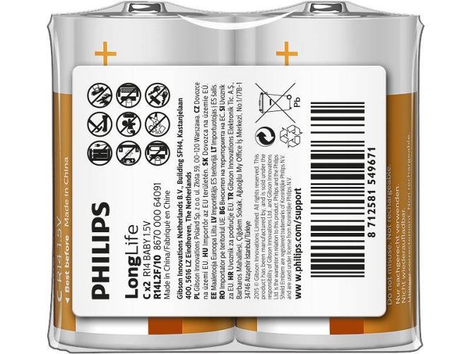 Pilas PHILIPS Batería R14L2F/10