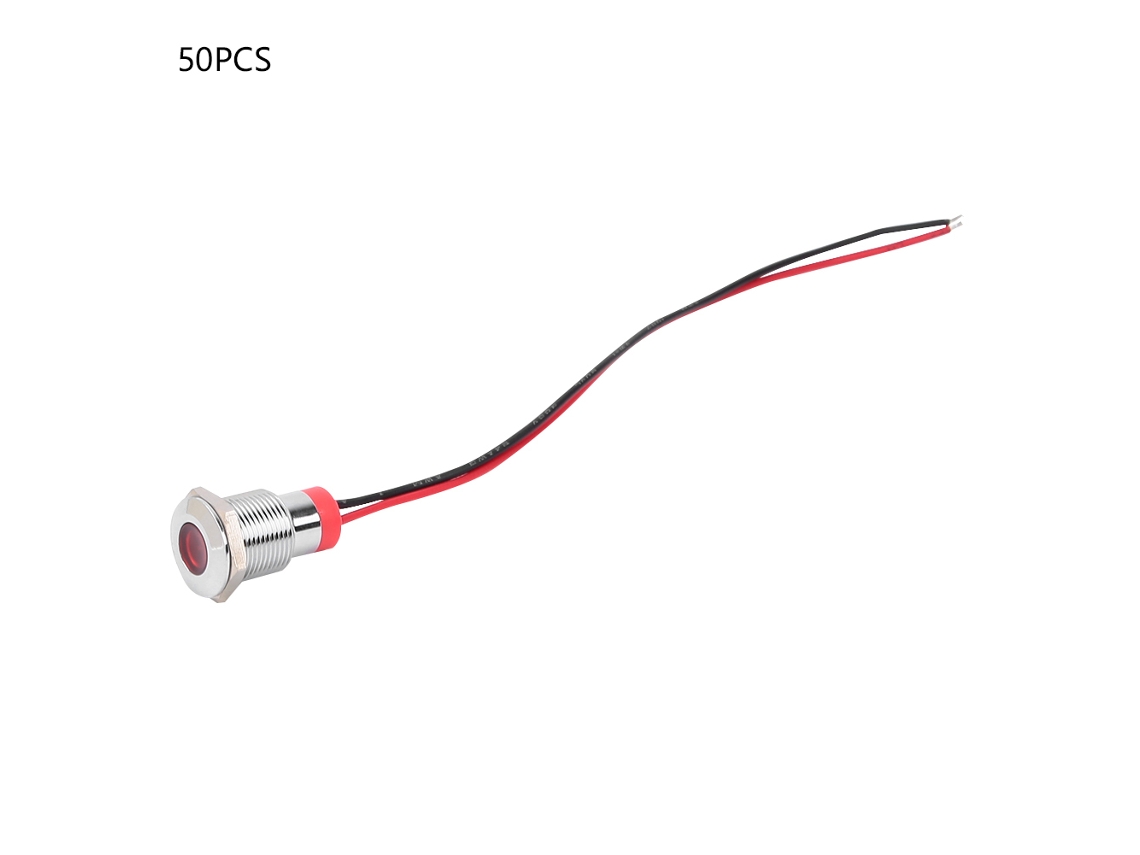 50 Unidades De Luces Indicadoras De Advertencia Led Metálicas Bem-12c Ip65 Rojas De 24 V Y 12 Mm Para Modificación De Automóviles.