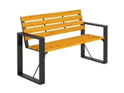 Banco Jardim Aço 2 Lugares 136x54x82cm Encosto Ripado Madeira Natural