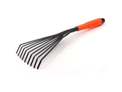 Rastrillo De Jardín De Acero 9 Puntas 16" Con Mango Ergonómico Resistente A La Óxido Herramienta Profesional
