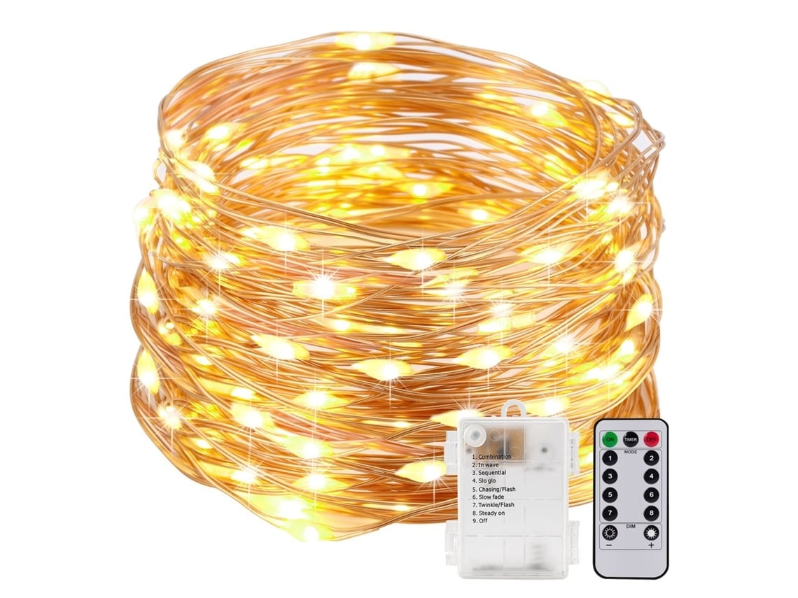 Lámpara Eléctrica Decorativa Para Exteriores De 20 Metros De Largo Con 8 Niveles De Intensidad, Fabricada En Cobre Impermeable, Apta Para Us