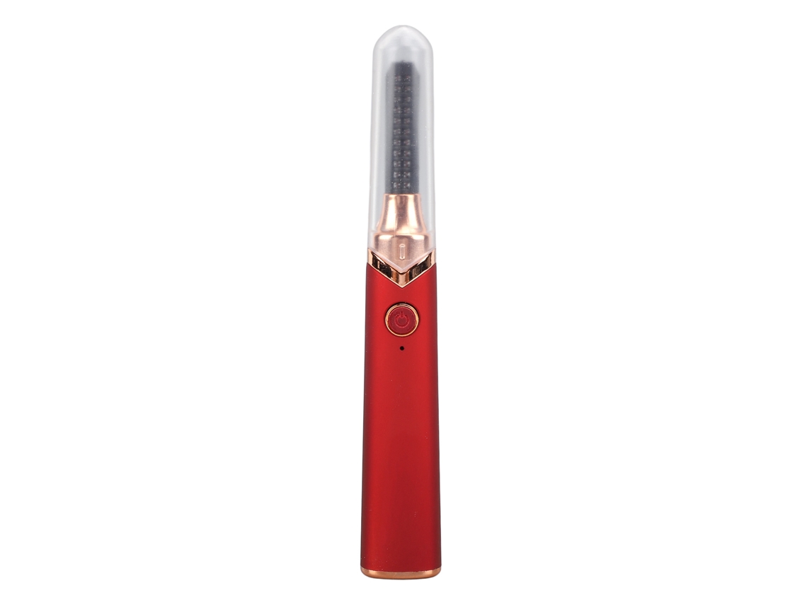 Rizador de pestañas eléctrico portátil, diseño ergonómico, recargable, calefacción eléctrica, rizador de pestañas rojo