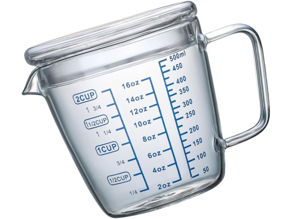 Jarra Medidora. La Taza De Vidrio Con Asa Es Fácil De Limpiar Y También Es Apta Para Microondas, Refrigerad...