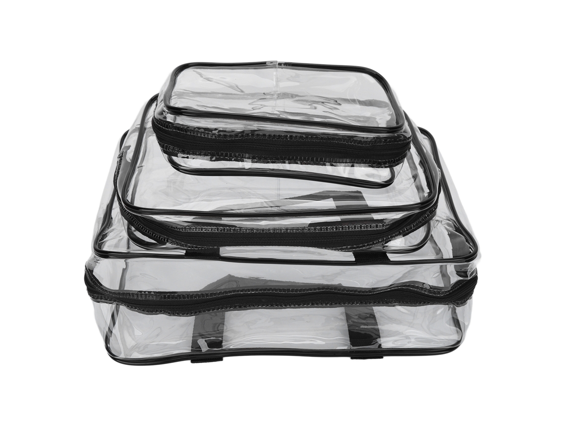 3 Bolsas De Aseo Transparentes En 3 Tamaños, Impermeables, Pvc, Prácticas Para Viaje Vante