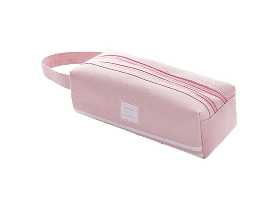 2026rebe-estuche De Lápices De Gran Capacidad Con 2 Bolsillos Y Cremallera Doble, Color Rosa