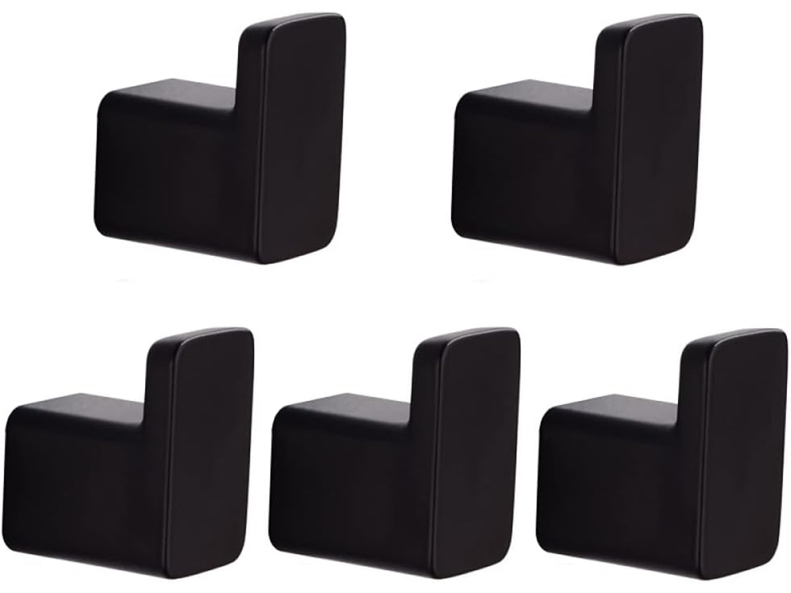 Gancho De Aluminio De 5 Ganchos Para Batas Y Toallas En Color Negro Para Baño.