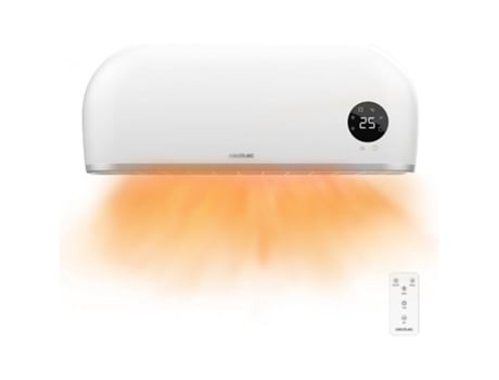 Calefactor cerámico de baño ReadyWarm 2000 Max Box Ceramic con 2000 W, pantalla LED, mando a distancia y protección IPX2, 20 m2 CECOTEC