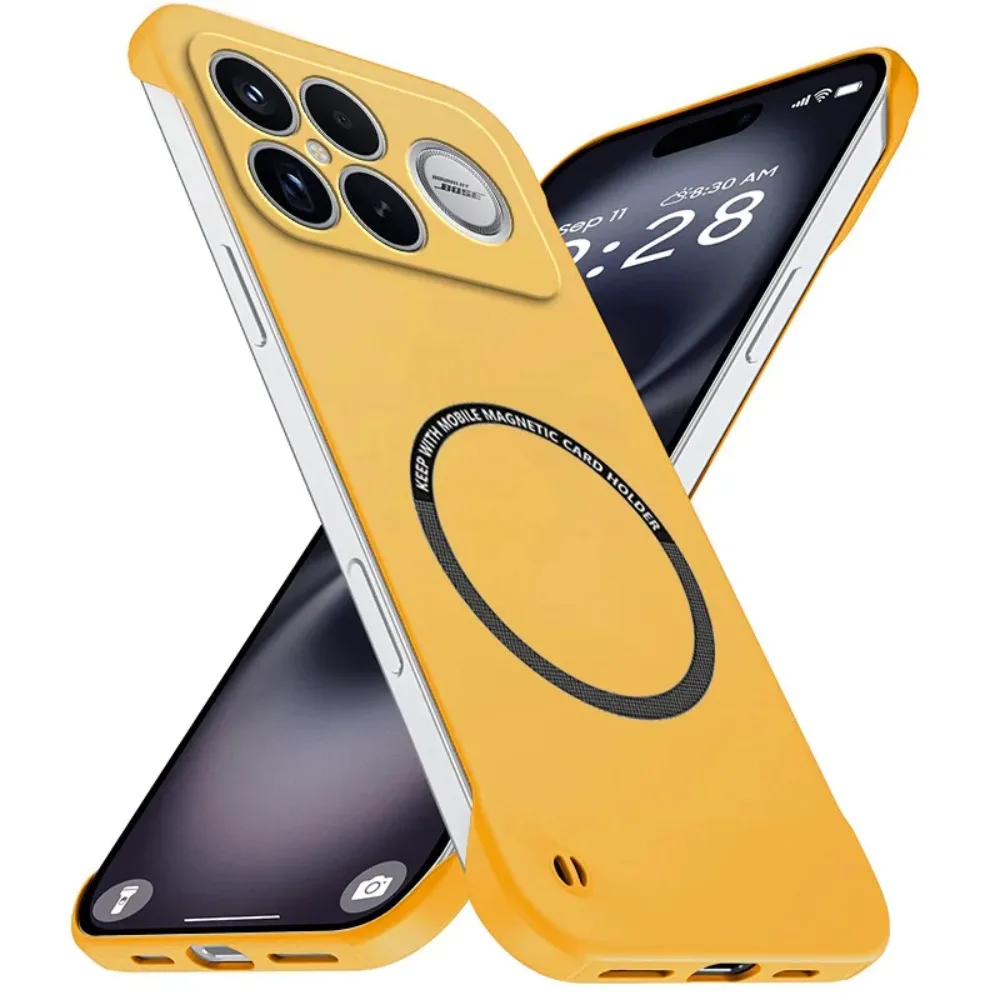 (amarillo, Poco F7 Pro) Funda Magnética Ultrafina Sin Biseles Para Teléfonos Xiaomi, Resistente A Caídas, Con Carga Inalámbrica.