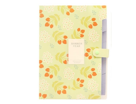 Carpeta De Archivos De Documentos A4 Multifunción Con Estampado Floral SLOWMOOSE (Verde)