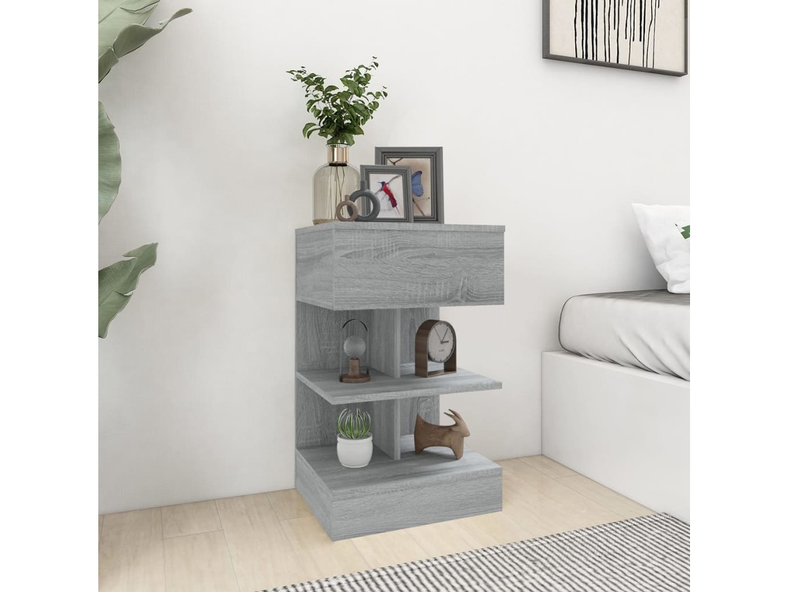 Mesilla de noche | Mesilla de noche | Mueble de noche 40x35x65 cm Derivados de madera Gris Sonoma