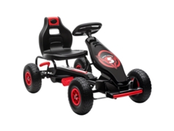 Kart Infantil Con Pedales, Asiento Ajustable, Neumáticos, Amortiguadores Y Frenos, Rojo, 121x58x61