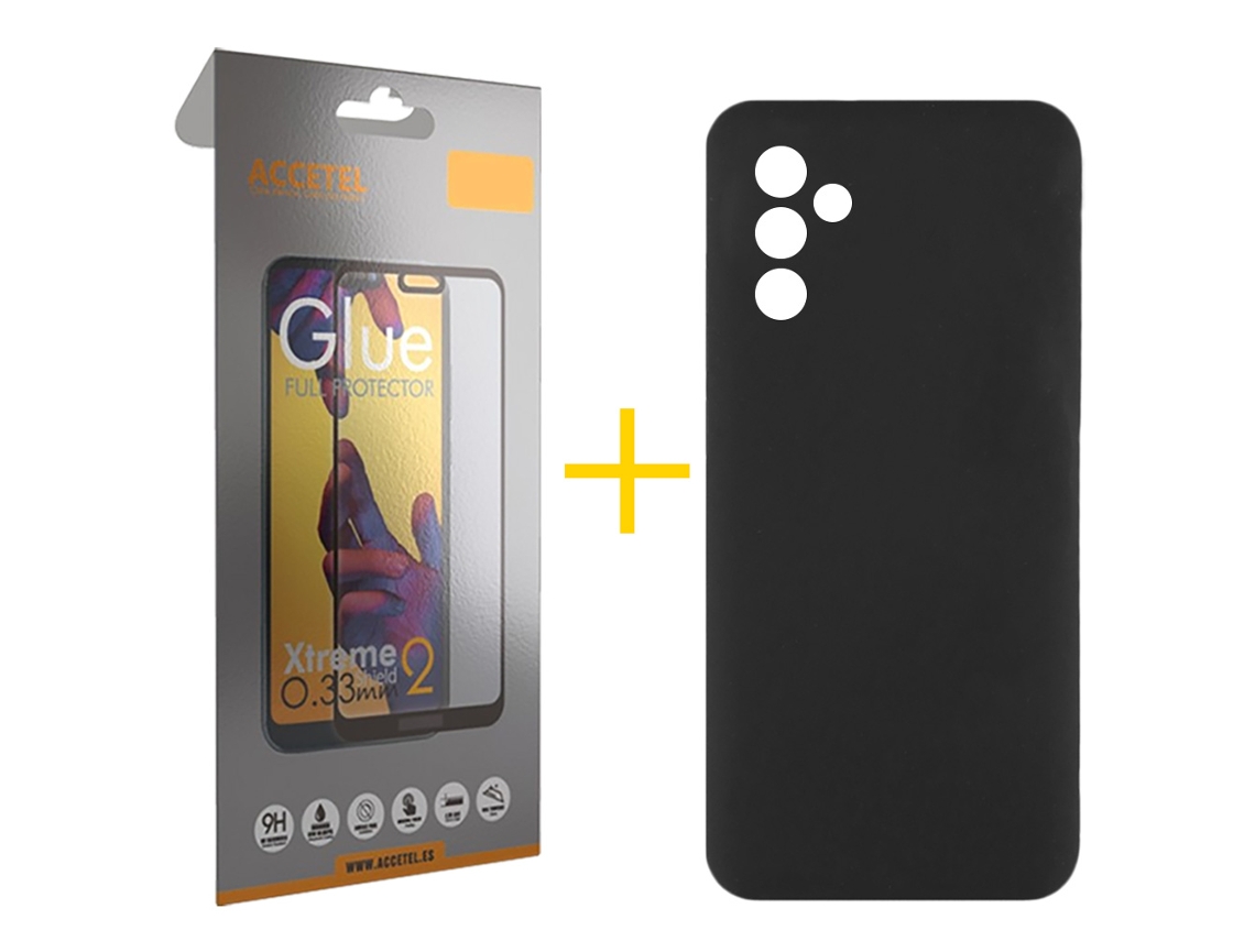 Pack 1 X Película de Vidrio Templado Full + Funda ACCETEL para Samsung Galaxy S25 + 5G (PLUS) Silicona Líquida Negro