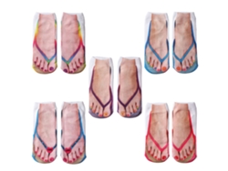 2026-5 Pares Calcetines De Estampado De Manicura Y Chanclas Estampadas Calcetines De Patrón 3d Casual Personalizados Cortos