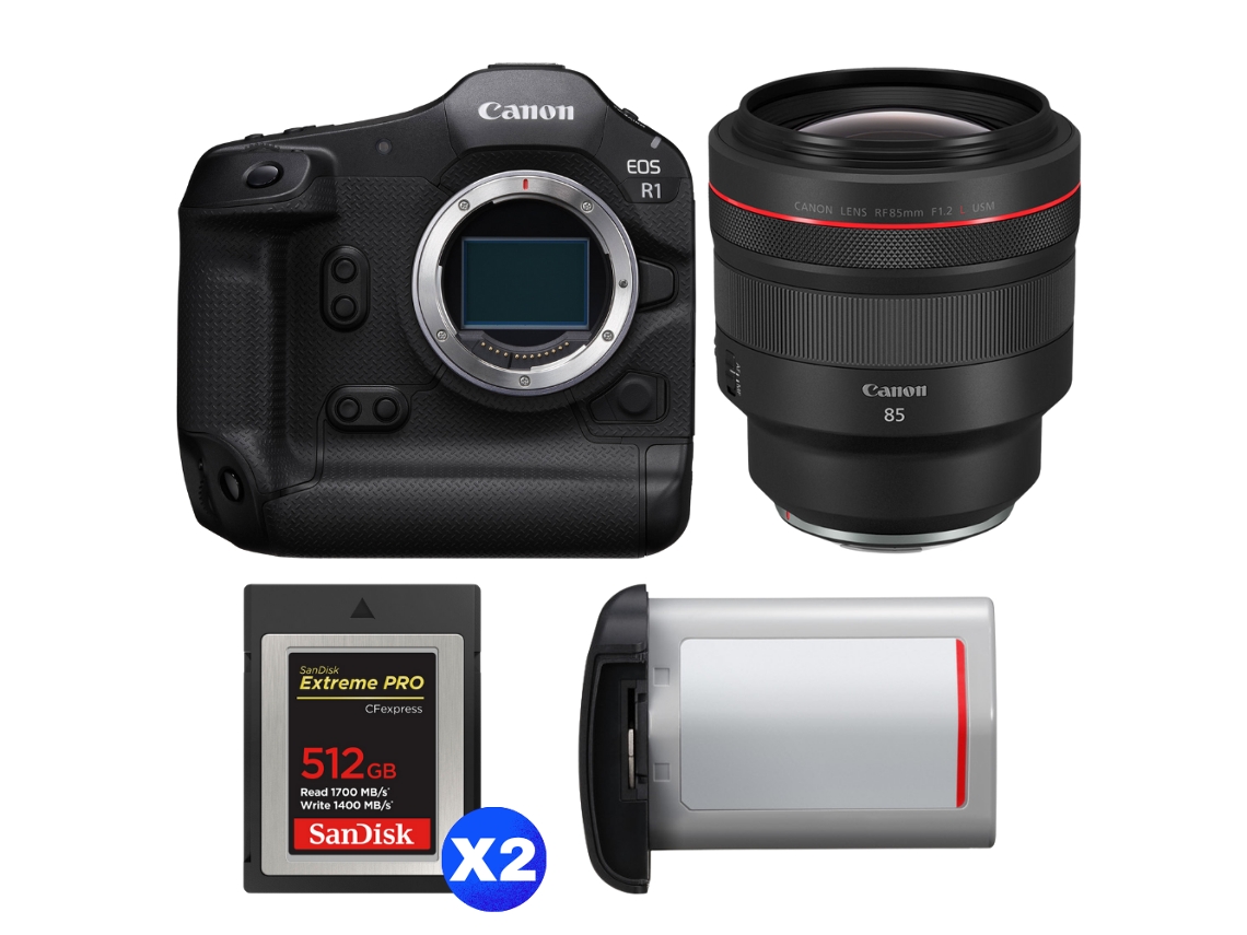 Canon Eos R1 + Rf 85mm F/1.2 L Usm + 2 Sandisk 512gb Extreme Pro Cfexpress Type B + Canon Lp-e19 + Ebook “20 Consejos Para Fotos Que Impactan”