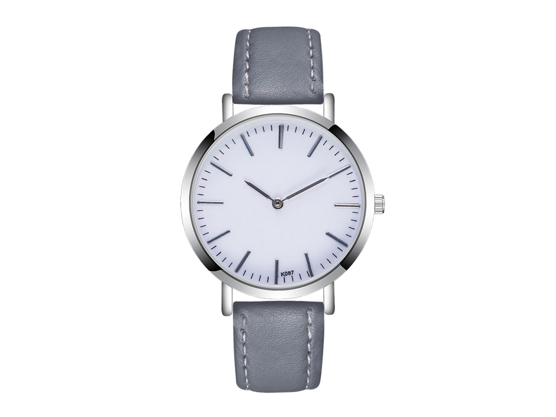 Reloj De Pulsera De Cuero Para Hombre Con Estilo Moderno Y Movimiento De Cuarzo Gris.
