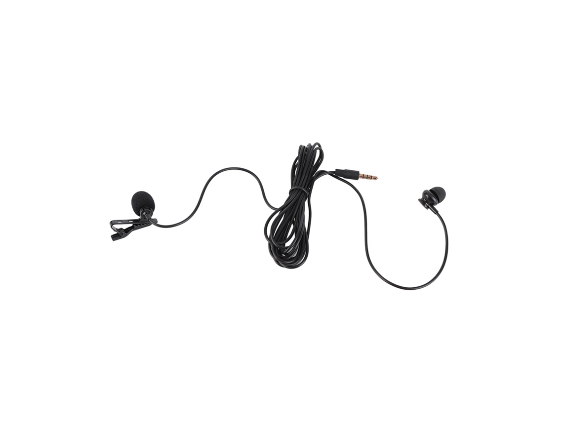 Mini Micrófono De Clip E1 Negro Con Auricular Para Teléfono Móvil, Streaming, Grabación Y Entrevistas.