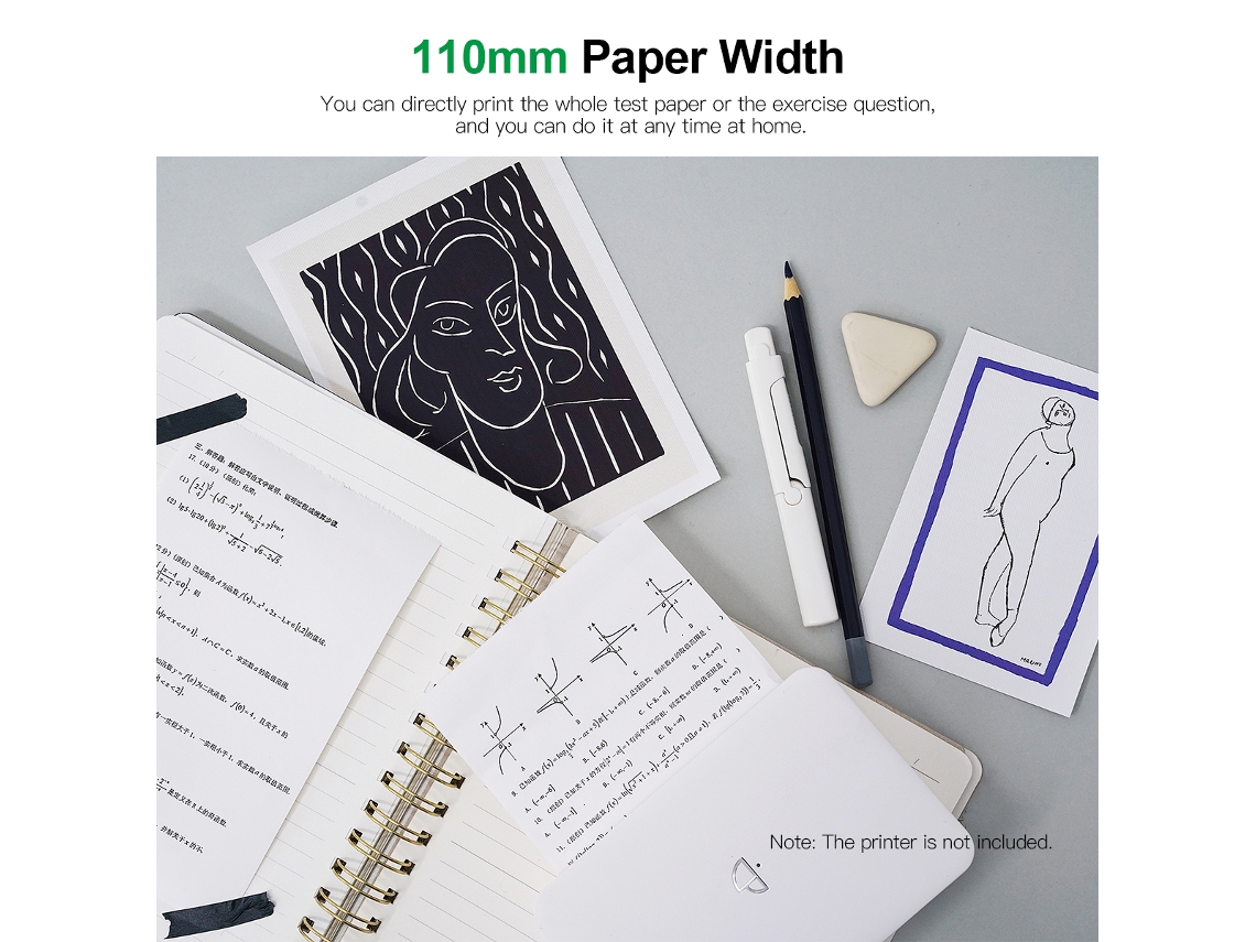 Rollo De Papel Térmico Sin Adhesivo De 110x30 Mm Para Pooli L3, 3 Rollos, Libre De Bpa, 10 Años De Garantía.