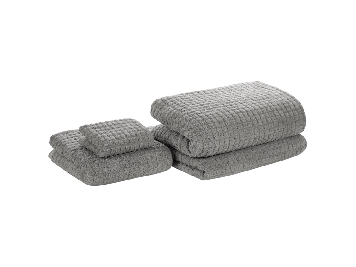 Conjunto de 4 toallas BELIANI Atai de Algodón Gris 100x1x150